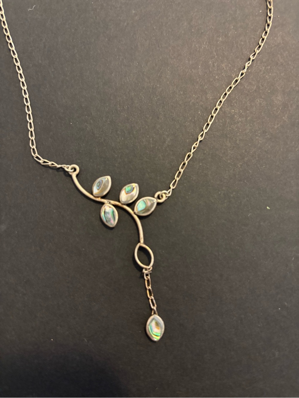 Delicate Leaf Drop Abalone Shell Necklace